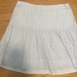 Beautiful light blue striped skirt with circle pattern